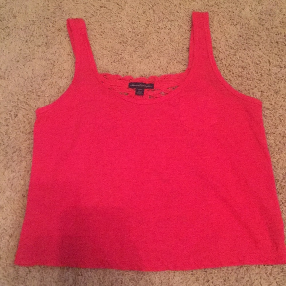 AE hot pink crop tank top